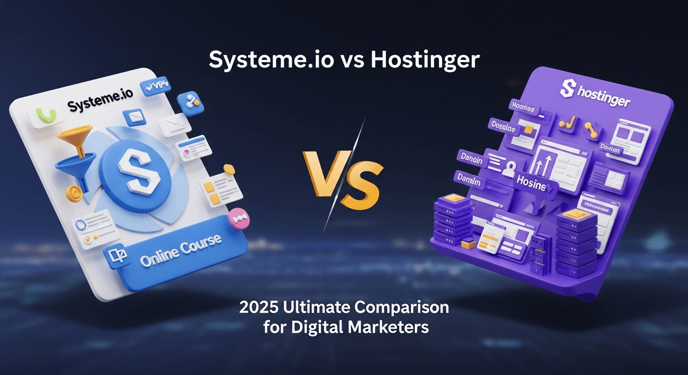 Systeme.io vs Hostinger comparison dashboard